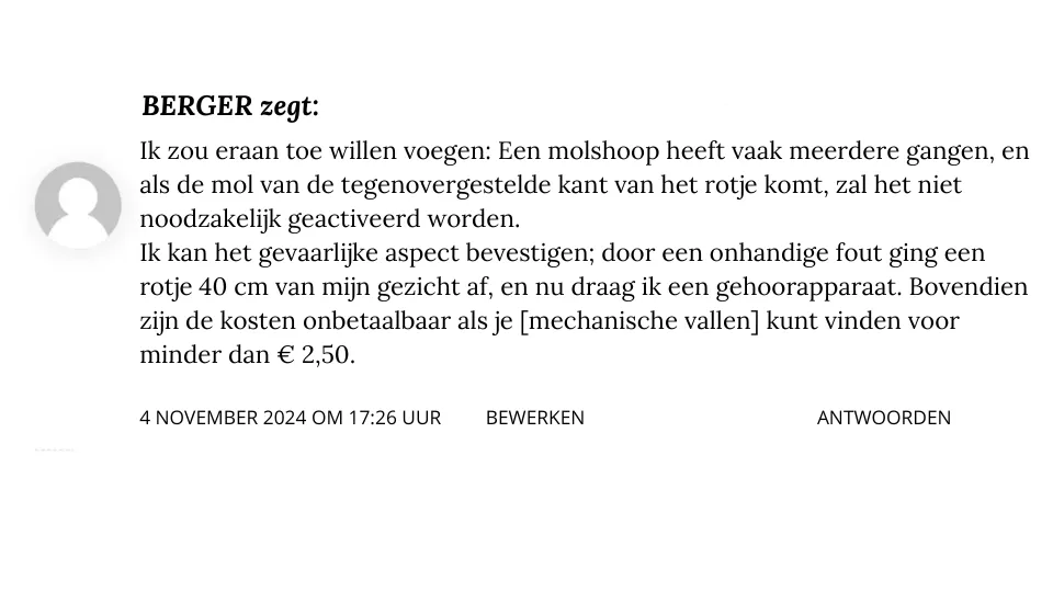 De pyrotechnische mollendoder: de beste val om van mollen af te komen?