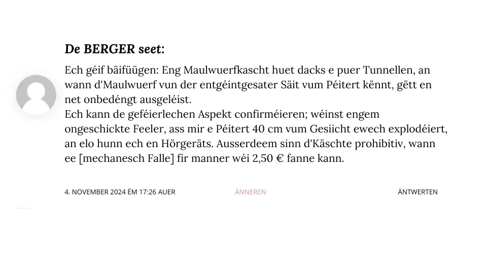 Wullmausfänker-Expert: Déi richteg Fal, fir mat de Wullmëis Schluss ze maachen?